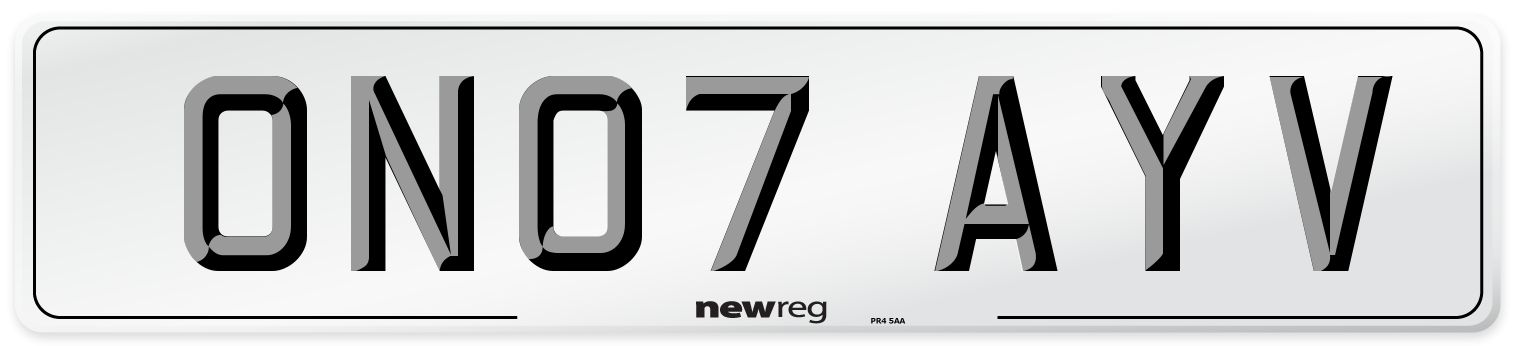 ON07 AYV Number Plate from New Reg